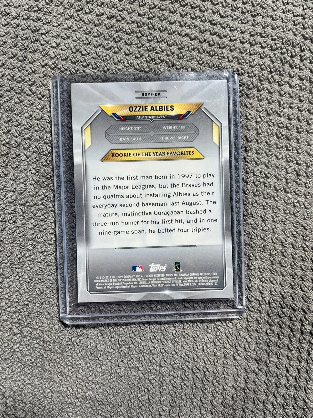 2018 Bowman Chrome Ozzie Albies (RC) rookie card - 2018 ROY Favorites